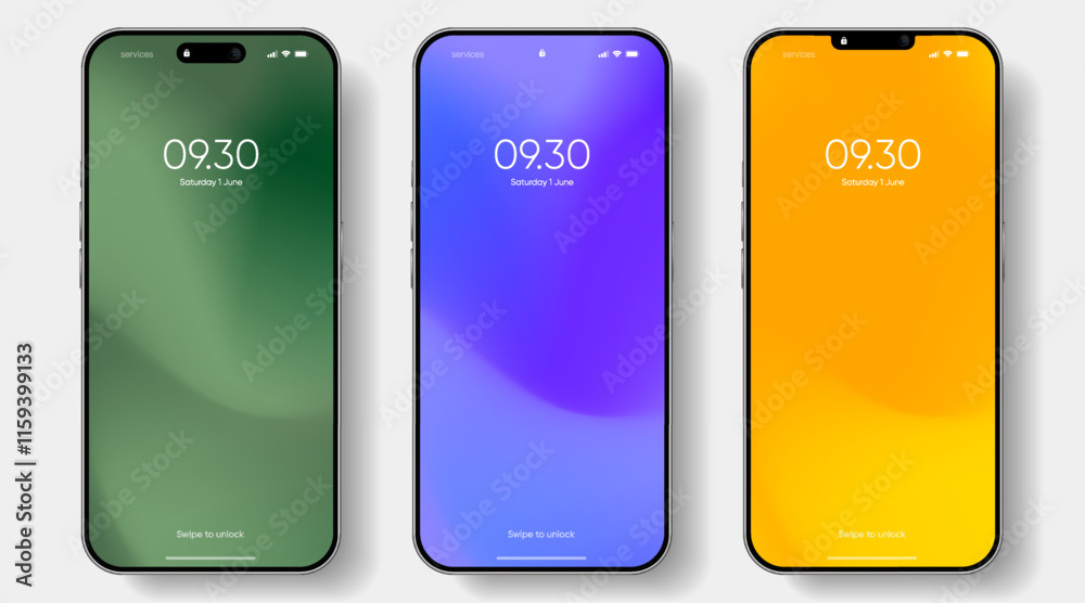 Aufkleber Realistic smartphone mockup. Mobile phone vector with isolated on white background. Device front view. 3D mobile phone with shadow. Realistic, high quality smart phone mockup for ui ux presentation.