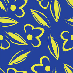 Seamless pattern of small blue flowers on navy background. Floral print