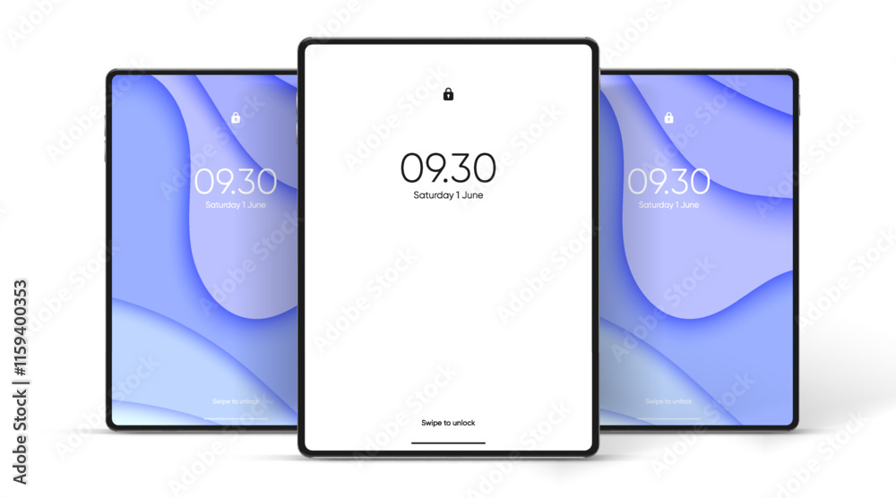 Fototapete 3d tablet frame less blank screen. empty screen device tablet mockup element. can be used for mobile