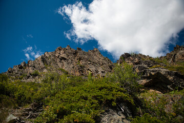 Mongolian with beautiful mountains, wide steppes and green pastures