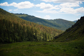 Mongolian with beautiful mountains, wide steppes and green pastures