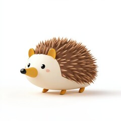 a quirky hedgehog cartoon, animal character, 3D illustration, adorable and shiny, isolated on white background