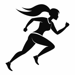 Female Runner Silhouette In White Background