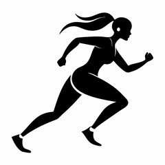 Female Runner Silhouette In White Background