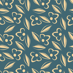 Cute hand drawn floral seamless pattern background