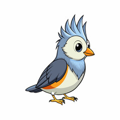 Cartoon Tufted Titmouse Vector Illustration with White Background – Fun and Colorful Design