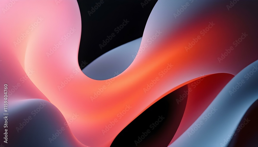 Poster 3d render, abstract colorful background illuminated with colorful neon light. glowing curvy line. ab