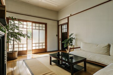 Fototapeta premium Japanese-style living room with shoji screens