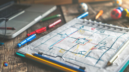 child drawings on a playbook