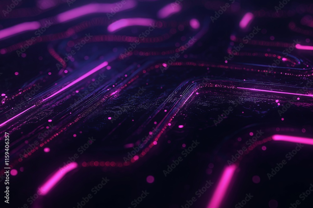 Poster crisscrossing lines and splashes of neon against a black background