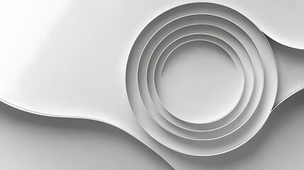 Obraz premium Elegant Layered Silver Circles Abstract Minimal Geometric Papercut Backdrop