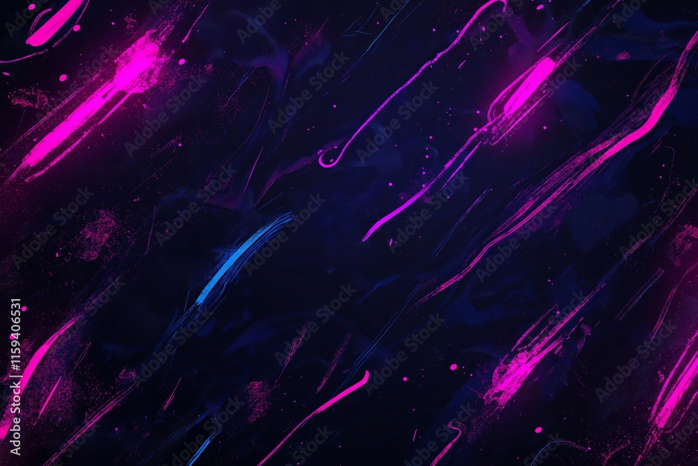 Poster crisscrossing lines and splashes of neon against a black background