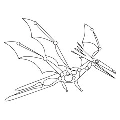Pteranodon line art vector drawing © firoz