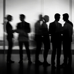 Obraz premium オフィスで働くスタッフたちのシルエット