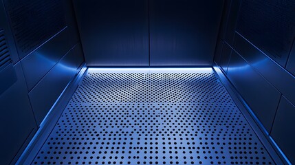 Modern Elevator Interior With Perforated Metal Floor