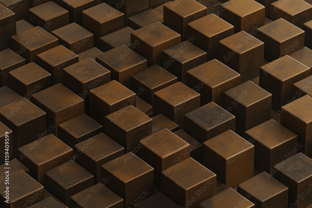 Aufkleber Interlocking cubes with shimmering textures and shadows