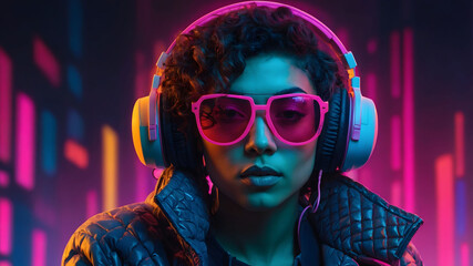 Person wearing large headphones