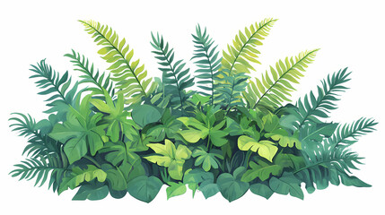 A large green plant with many leaves. Bracken. Illustration