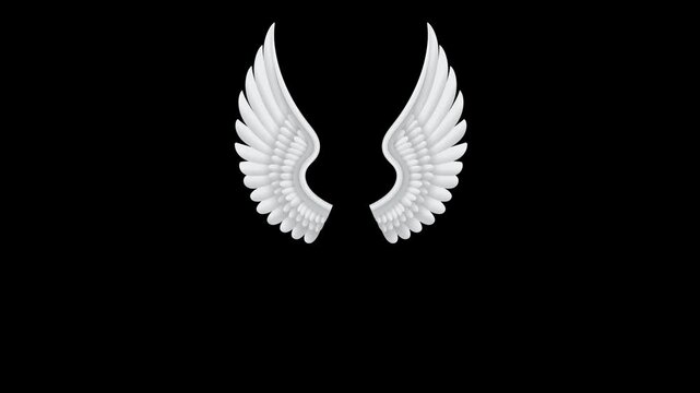 Wings angel animated. Transparent and green background. 4K resolution