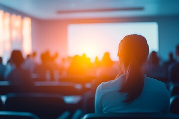 Business Woman at Seminar Presentation