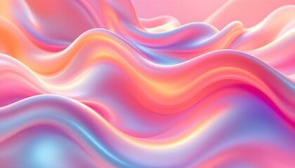 Obraz premium A vibrant abstract background with fluid, wavy lines in orange and pink hues. Ideal for dynamic and energetic designs. A vibrant blend of gradient waves and smooth curves in pink and blue hues.