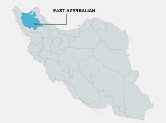 Highlighted Map of East Azerbaijan Province in Iran Showing Regional Location