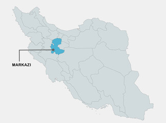 Highlighted Map of Markazi Province in Iran Showing Regional Location