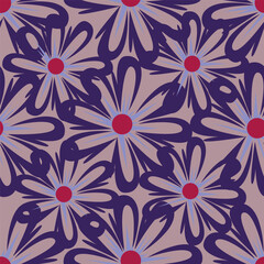 Cute hand drawn floral seamless pattern background