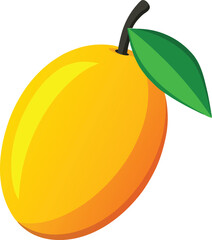 Green Mango Vector Illustration with Detailed Sliced View.