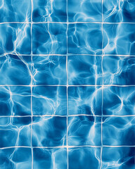  Clear rippling water over blue tiled pool surface