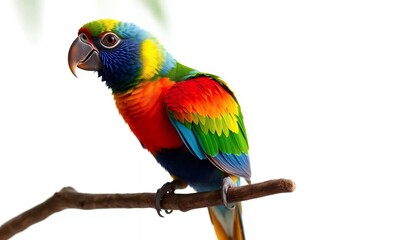 Obraz premium Rainbow Lorikeet - Vibrant Plumage on a Branch