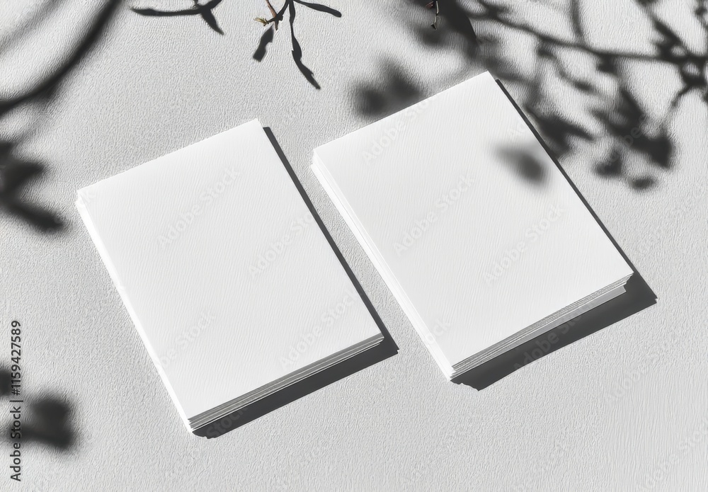 Poster a gray background featuring a mock-up of a vertical bi-fold landscape brochure or invitation.