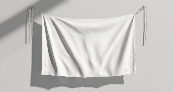 A 3D realistic empty rectangular horizontal banner featuring four holes and ropes. This modern template on a transparent background is perfect for your design and advertising needs, including awning,