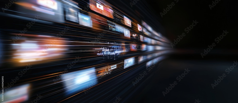Aufkleber An abstract web development idea showcasing high-speed technology with a motion blur effect.