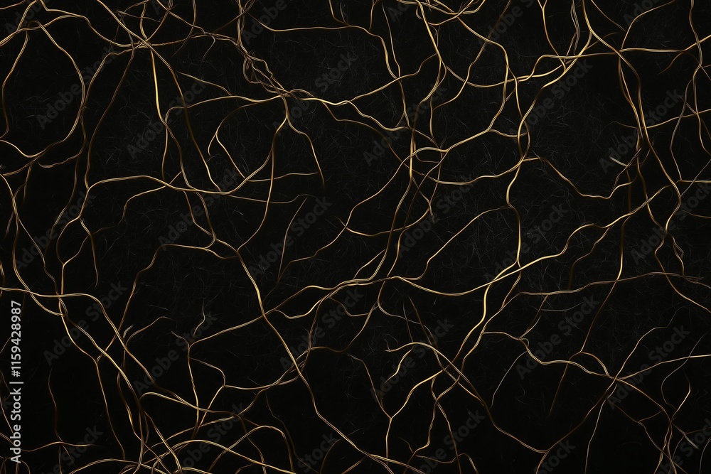 Poster intricate patterns of intertwined gold wire on a dark, velvety background