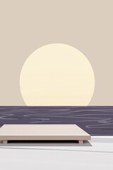 Serene minimalistic sunset over calm water landscape.