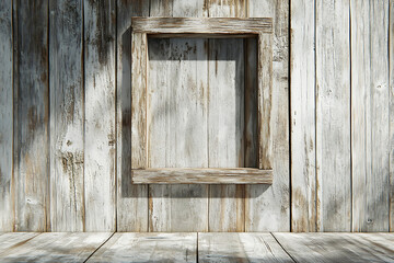 Rustic Wooden Wall with Vintage Window Frame