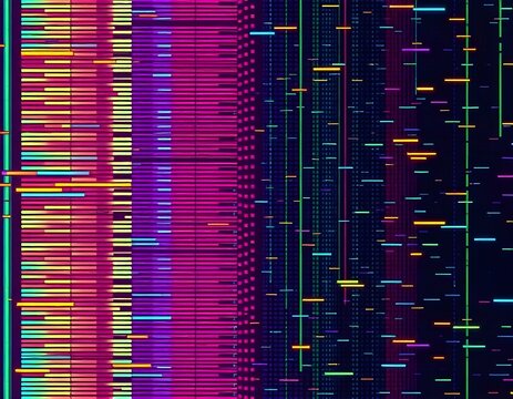 Abstract pixelated interlaced colorful rainbow 8 bit cyber retro game Glitch TV Static pixel Noise texture background. Futuristic glitched cyberpunk, rave 90s, 2000s lo-fi aesthetic. Chiptune,colored