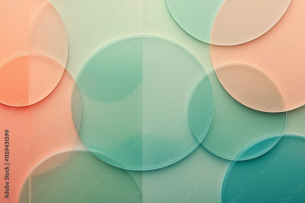 Fototapete Overlapping shapes with subtle gradients to convey layers of memory