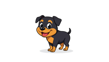 Cartoon dog holding a bone sitting on a white background