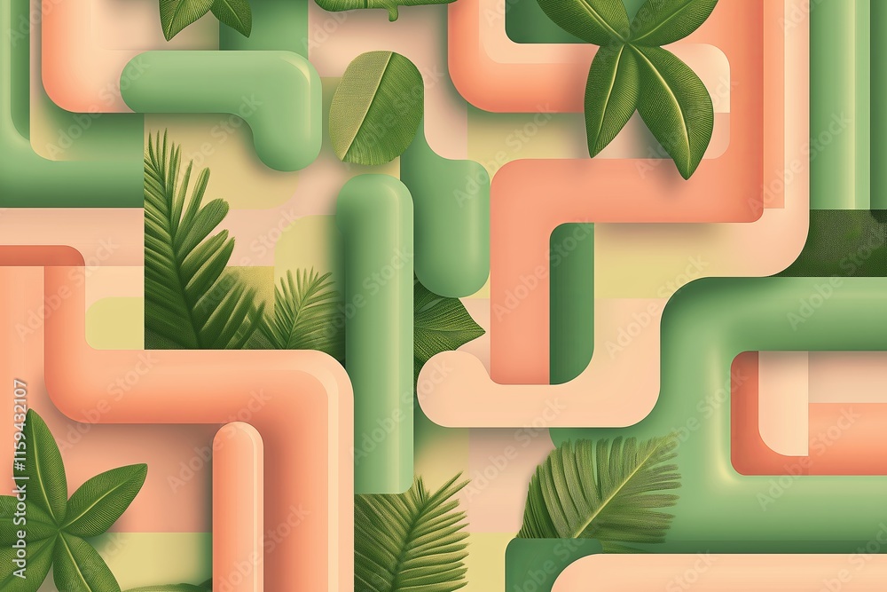 Aufkleber Overlapping shapes with subtle gradients to convey layers of memory