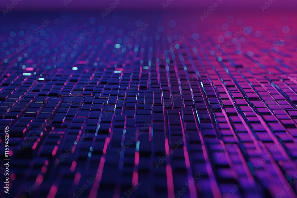 Poster Pixelated shapes gradually blending into smooth gradients