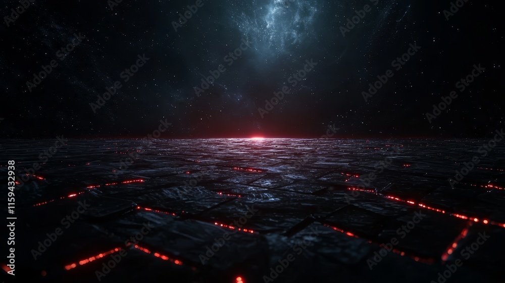 Poster Technology and digital data abstract background, digital data analysis and access, 3D rendering of cyberspace with particles and network connections.