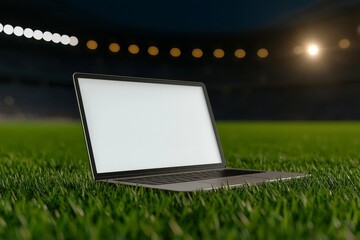 Laptop mockup on American football stadium background