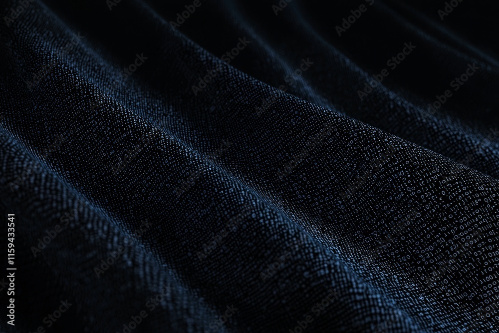 Poster A backdrop of a computer screen featuring blue binary code.