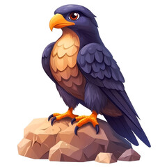 Fototapeta premium Dark-colored bird perched on a rock.