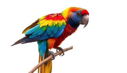 Obraz premium Vibrant Rainbow Macaw Perched on Branch - a Colorful Tropical Delight