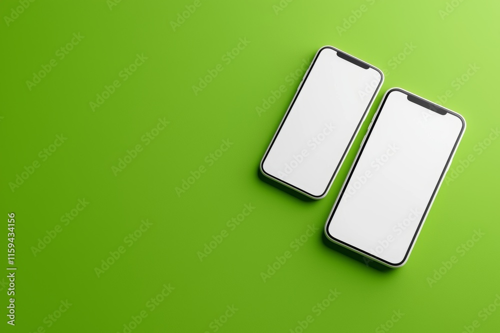 Aufkleber minimalist mockup of a mobile device on a green background
