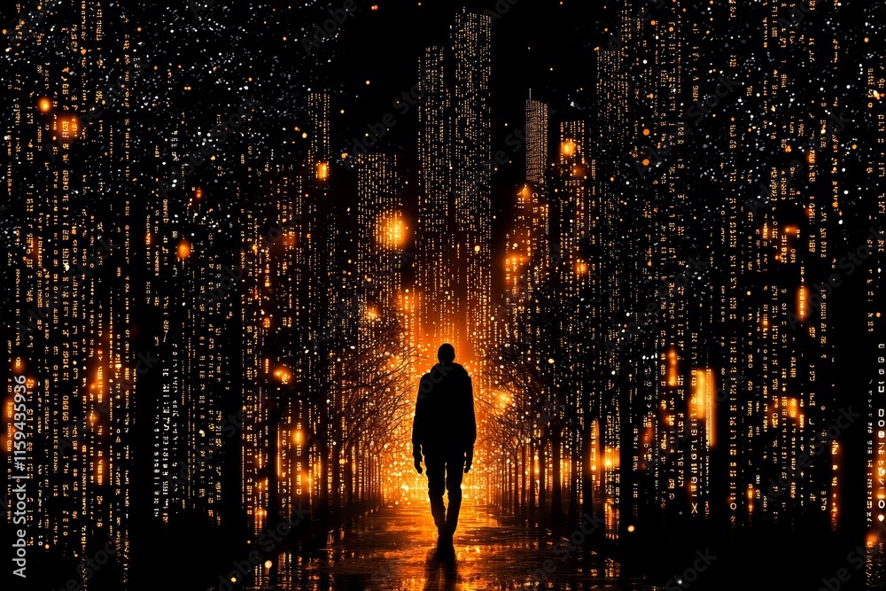 Aufkleber An unauthorized data breach against a backdrop of abstract, digital cyberspace. The essence of cybercrime is highlighted by this image.
