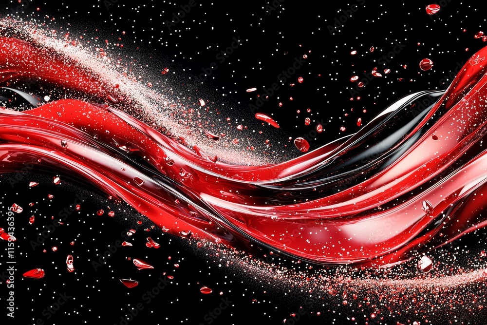 Poster intense red and pink light streaks on a dark background create an abstract vision of energy, speed, 